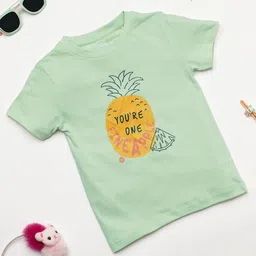 Milou Cotton Half Sleeves Pineapple Printed Tee - Light Green-picture-15