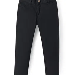 Pine Kids Cotton Elastane Full Length Solid Color Trouser - Black-picture-28