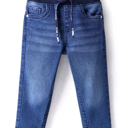Babyhug Full Length Solid Washed Denim Jeans With Stretch - Blue-picture-19