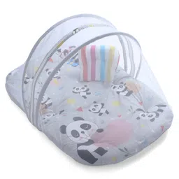 Babyhug Cotton Mosquito Net With Mattress Panda Print - Grey| Soft and Comfortable| Easy Access| Foldable & Travel Friendly| New Born Gifting Option| Use on Floor Cribs Cots or Cradle-picture-10