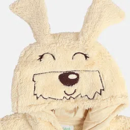 MINI KLUB Cotton Knit Full Sleeves Animal Face Applique Detailed Sleepsuit - Peach image 4