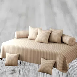 WELLNEST Set Of 8 Beige Striped Diwan Set image 1