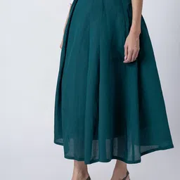 Moomaya Pleated Flared Maxi Skirts image 4