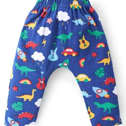 Babyhug Cotton Knit Interlock Full Length Diaper Leggings With Star & Dino Print Pack Of 3 - Yellow Red & Blue image 5