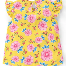 Babyhug Cotton Knit  Frill Sleeves Tops with Polka Dot Floral & Text Graphics - Multicolour image 5