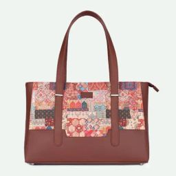 ZOUK Brown Printed Tote Handbag With Pouch-picture-22