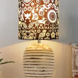 Homesake Brown Wood Modern Table Lamp with Shade-image-99