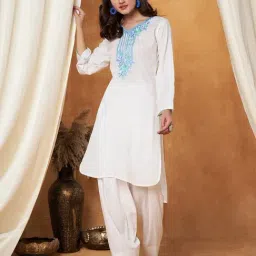 SHADES OF FAASHION Blue Rayon Embroidered Kurta With Salwar-picture-31