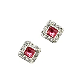 FEMMIBELLA Silver Plated American Diamond Studded Square Shaped Studs image 5