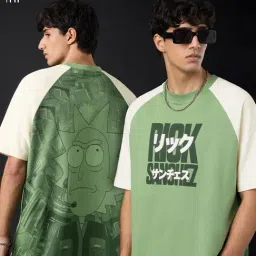 The Souled Store Green Cotton Graphic Relaxed Fit T-Shirt-image-46
