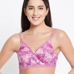 Clovia Purple Floral Print T-Shirt Bra-image-7