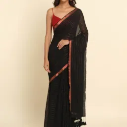 Suta Black Striped Saree Without Blouse-picture-15
