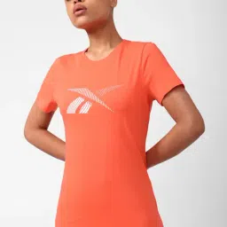 Reebok Orange Cotton Printed T-Shirt-image-81