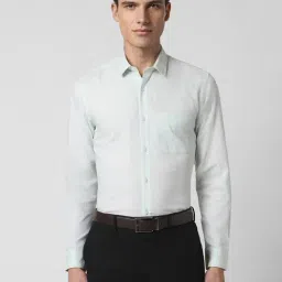 Peter England Green Slim Fit Checks Shirts-picture-32