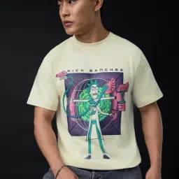 The Souled Store Off White Cotton Graphic Relaxed Fit T-Shirt-picture-13