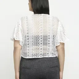 Style Quotient White Self Pattern Shrug image 2