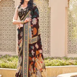 Saree Mall Black Printed Saree With Unstitched Blouse-image-56
