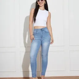 Miss Chase Light Blue Denim Solid Jeans-image-88