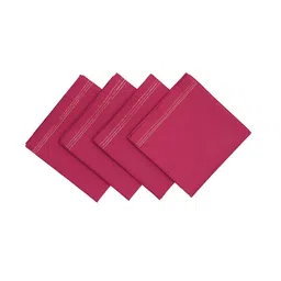 MASPAR Pink & Gold Toned Embroidered Cotton 4 Seater Table Runner With Napkins image 2