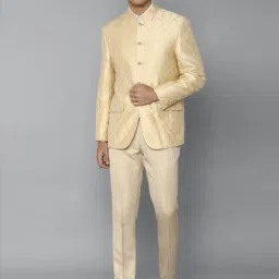 Louis Philippe Gods & Kings Beige Regular Fit Printed Two Piece Suits image 1