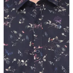 Duke Navy Cotton Slim Fit Printed Shirt image 4