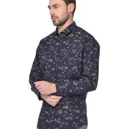 Duke Navy Cotton Slim Fit Printed Shirt image 3