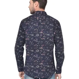 Duke Navy Cotton Slim Fit Printed Shirt image 2