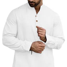 APEKTRA Mandarin Collar Roll-Up Sleeves Straight Short Kurta-picture-12