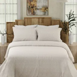 Boutique Living India White Geometric 300 TC King Bedsheet with 2 Pillow Covers-image-19