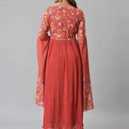 Aurelia Red Floral Print Flared Kurta image 2
