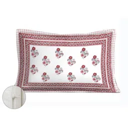 Salgia White Floral 210 TC Single Bedsheet with 1 Pillow Covers image 3