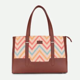 ZOUK Brown & Pink  Woven Tote Handbag With Pouch-picture-27