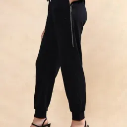 RAREISM Black Cotton Blend Solid Trackpants image 4