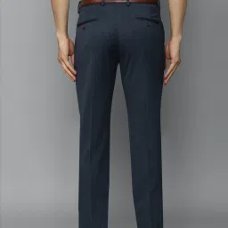 Louis Philippe Navy Blue Slim Fit Herringbone Trousers image 2