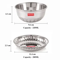 HAZEL Silver Stainless Steel Serving Dessert Plate & Bowl - Set of 12 image 4