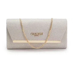 Carlton London Light Gold Leoluchina Embellished Medium Faux Leather Clutch-image-8