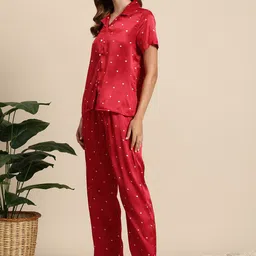 Mast & Harbour Women Conversational Printed Satin Night Suit image 5