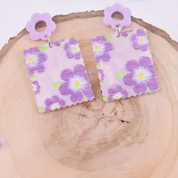 Estailo fashion Square Shaped Drop Earrings image 3