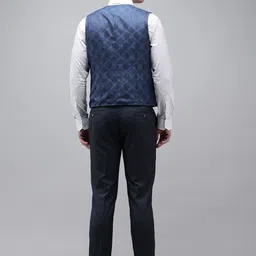 Van Heusen Self Design Skinny Fit Single-Breasted 3-Piece Formal Suit image 3