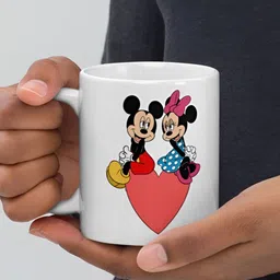 Mr UVD White & Peach-Coloured Cartoon Characters Printed Ceramic Mug 350 ml image 3