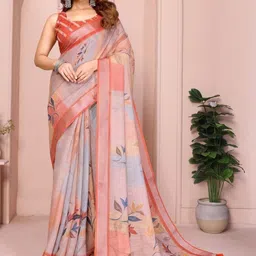 SHRIADINATH Floral Linen Blend Saree-picture-39