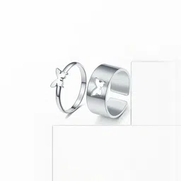 Teeragaj Set Of 2 Textured Finger Ring-image-55