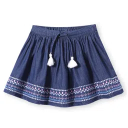 Babyhug Denim Mid Thigh Stretchable Skirt - Blue-image-40