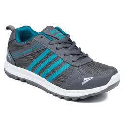 asian Colour Blocked Lace Up Running Shoes - Grey & Turquoise-image-52