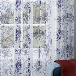Parda Online White & Violet Floral Sheer Long Door Curtain-picture-4