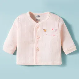 Zero Sinker Knit Full Sleeves Night Suit With Text Print - Peach image 2