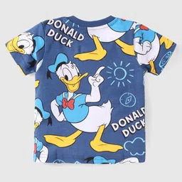 Babyhug Disney Single Jersey Knit Half Sleeves Shorts Night Suit With Donald Duck Print - Navy Blue image 3