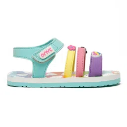 ONYC Cloud Designed Heart & Rainbow Applique Detailed Velcro Closure Sandals - Sea Green image 4