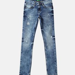 United Colors of Benetton Boys Slim Fit Mid-Rise Mildly Distressed Heavy Fade Jeans-picture-47