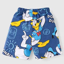 Babyhug Disney Single Jersey Knit Half Sleeves Shorts Night Suit With Donald Duck Print - Navy Blue image 4